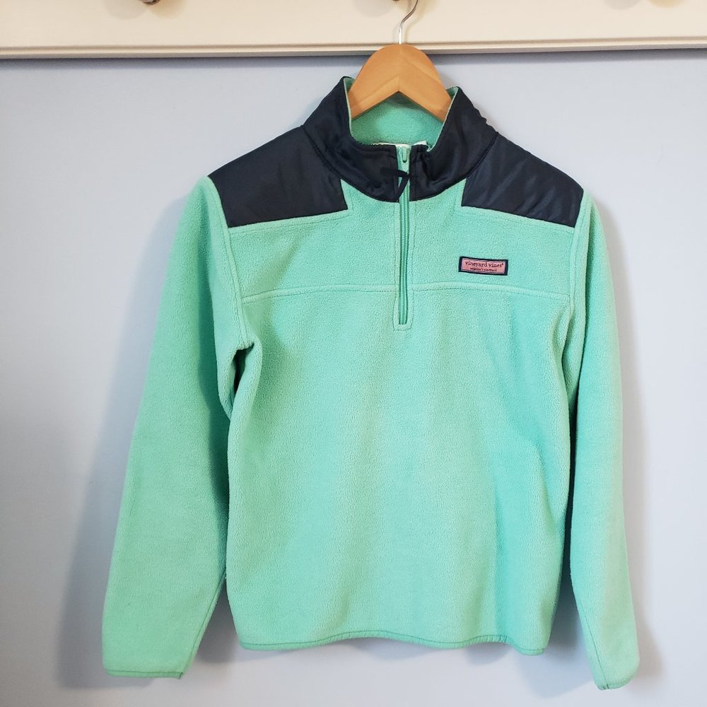 Girls' Fleece Shep Shirt™, Aqua and Navy, Size L(14)